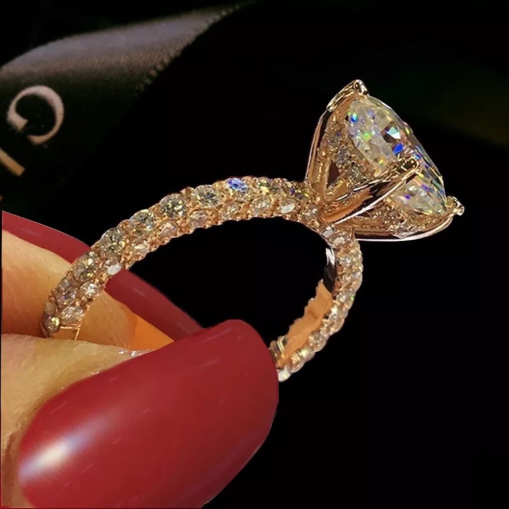 NEW Rose Gold Round Diamond Engagement Ring - Picture 3 of 6